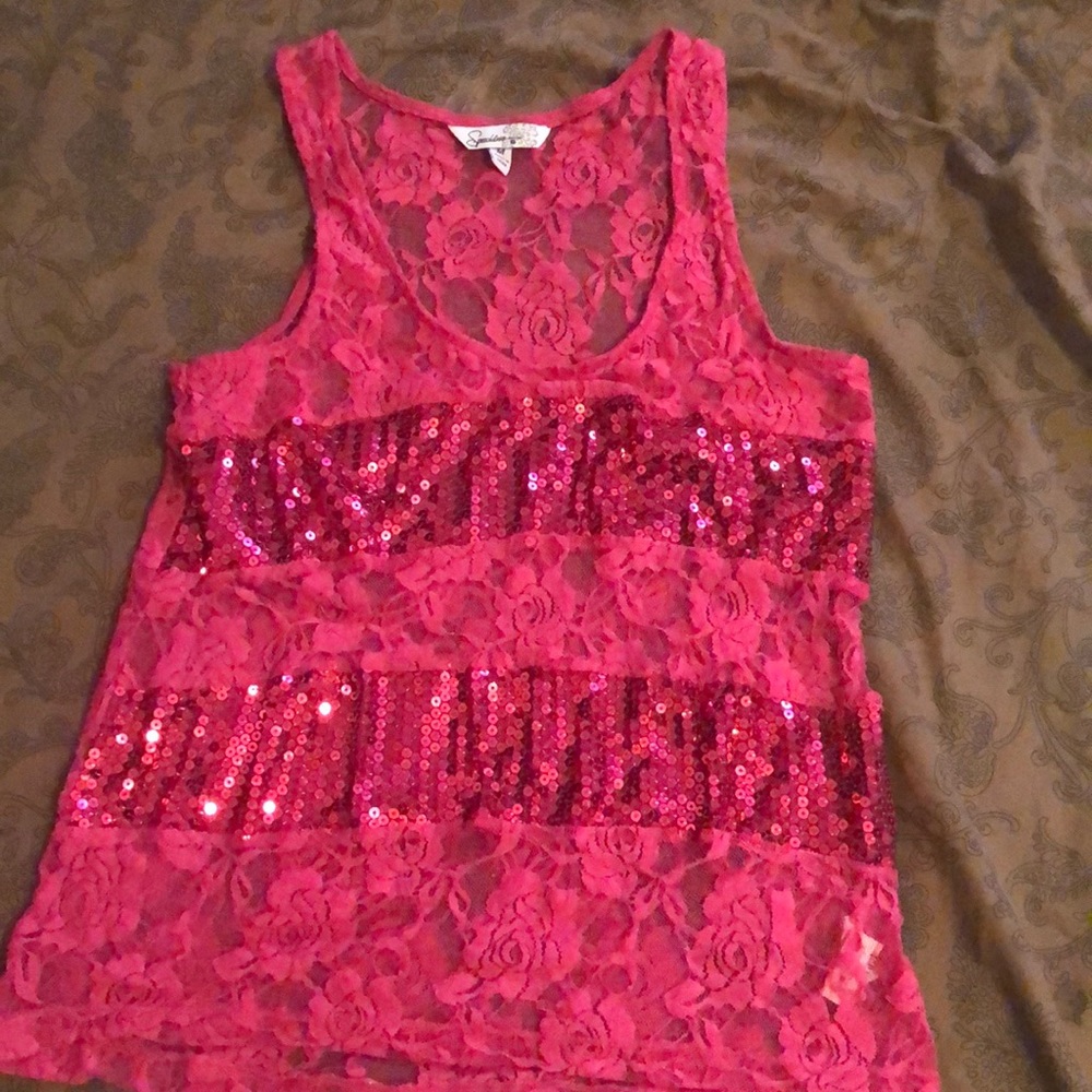 Pink sparkly tank top